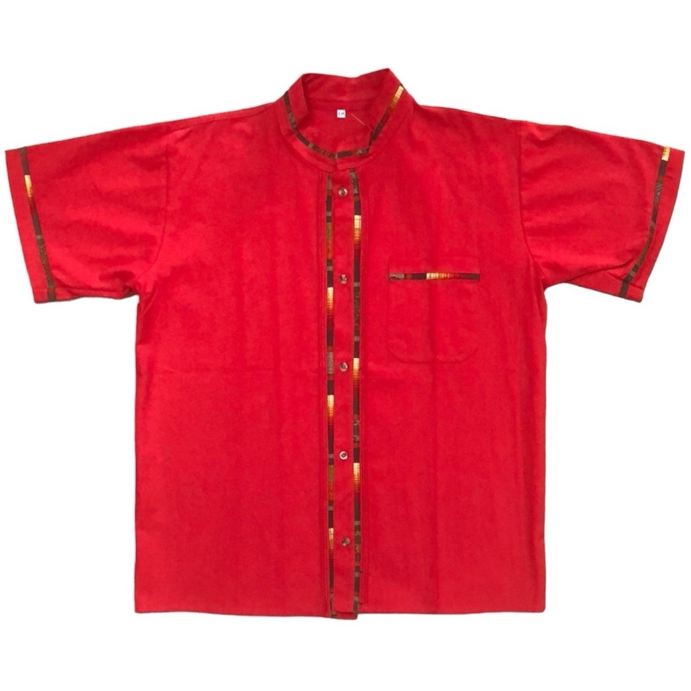 Men’s Red Guayabera Coralillo Style